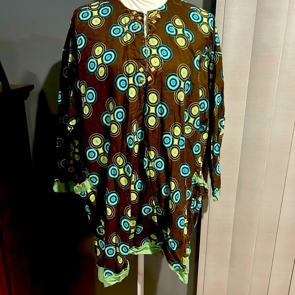 African Men's Clothing Traditional 2 Piece Embroidered Suit Shirt Pants - Picture 5 of 8